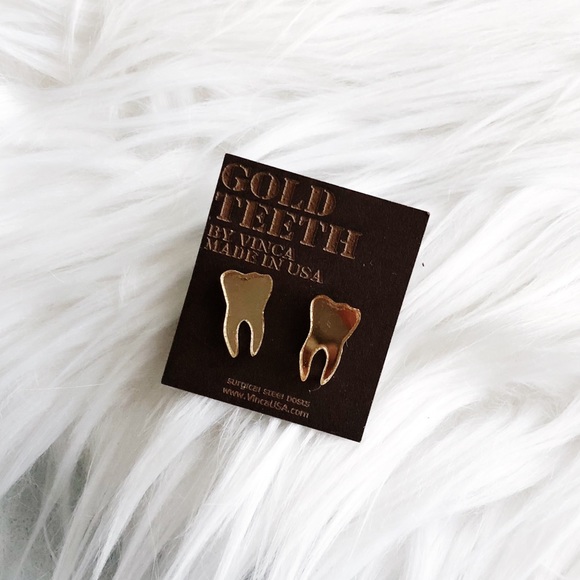 Vinca Jewelry - Vinca Gold Teeth Stud Earrings
